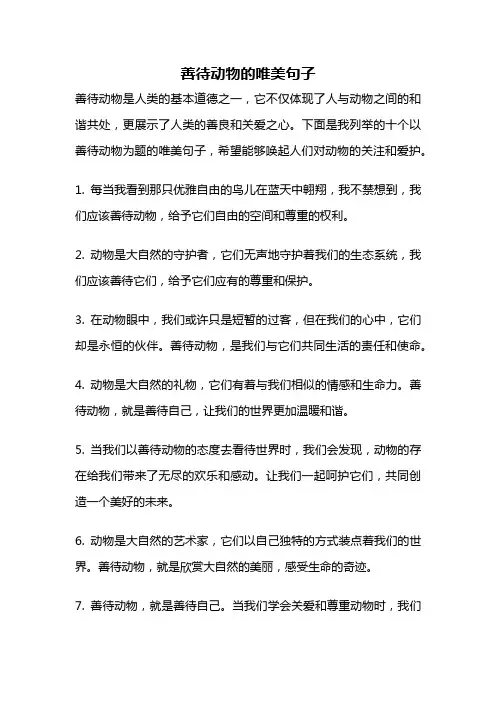 善待动物的唯美句子