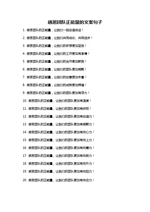 感恩团队正能量的文案句子