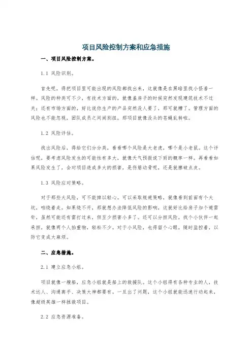项目风险控制方案和应急措施