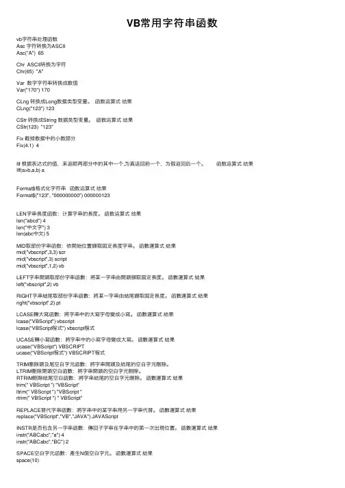 VB常用字符串函数