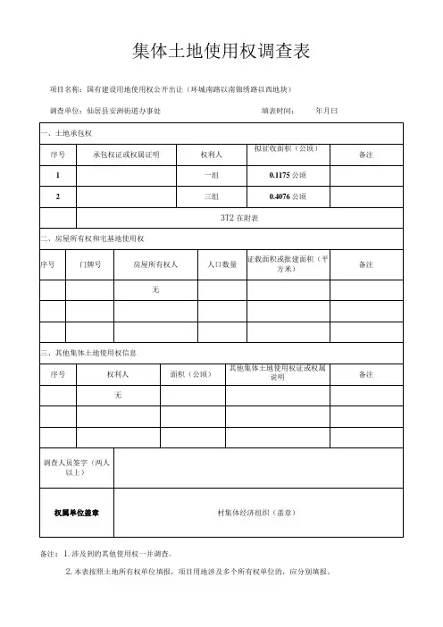 集体土地使用权调查表
