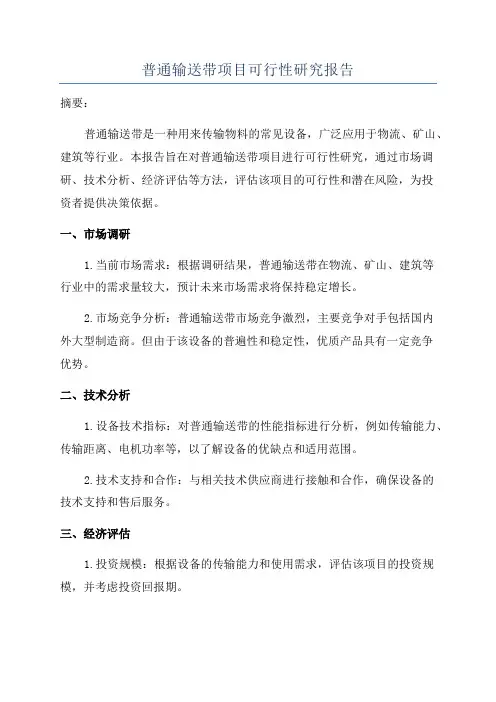 普通输送带项目可行性研究报告