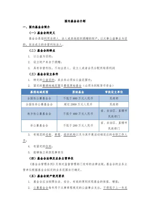 国内基金会项目介绍