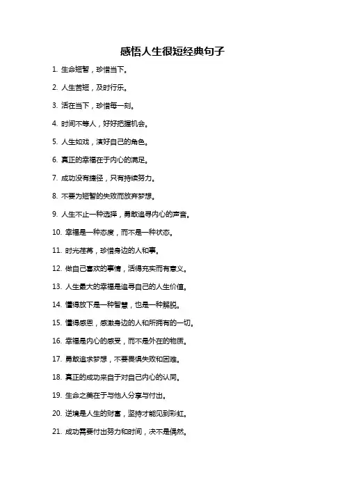 感悟人生很短经典句子