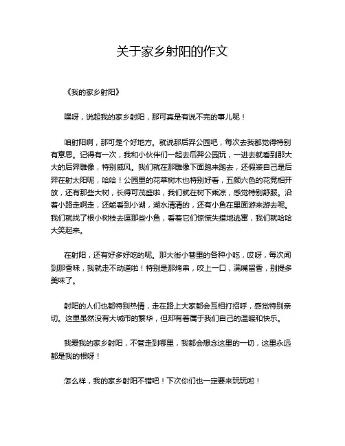 关于家乡射阳的作文