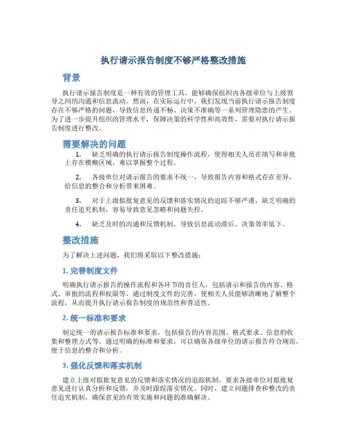 执行请示报告制度不够严格整改措施