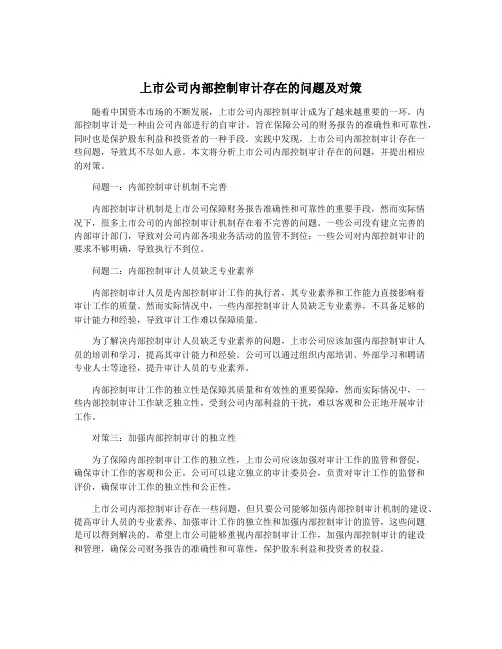 上市公司内部控制审计存在的问题及对策