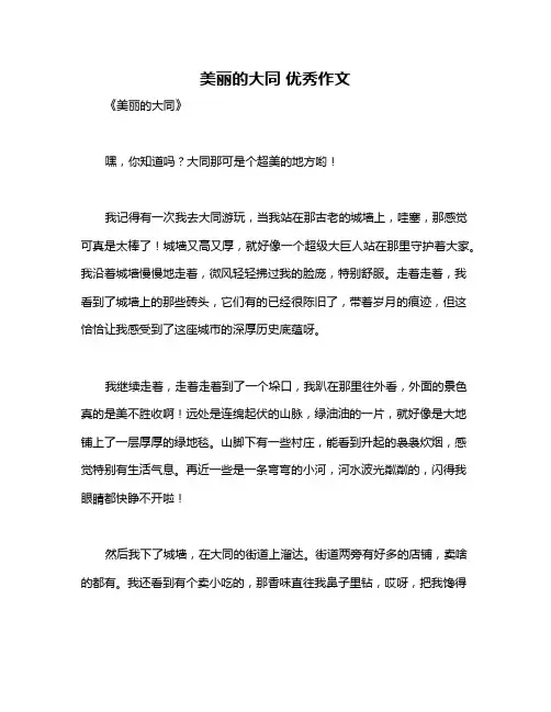 美丽的大同 优秀作文