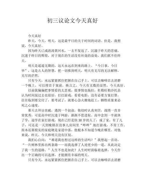 初三议论文今天真好
