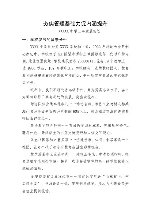 中学三年(2023-2025)发展规划