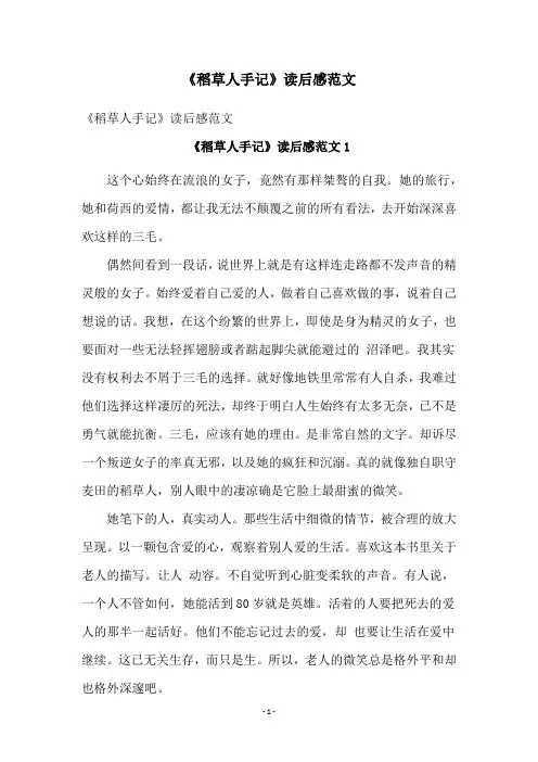 《稻草人手记》读后感范文