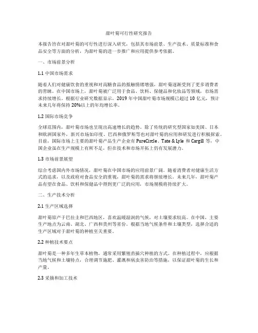 甜叶菊可行性研究报告
