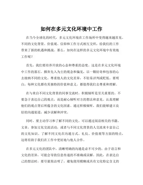 如何在多元文化环境中工作