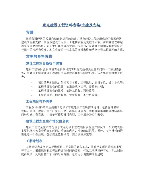 重点建设工程资料表格(土建及安装)