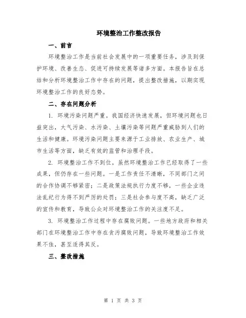 环境整治工作整改报告