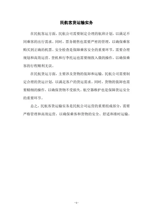 民航客货运输实务