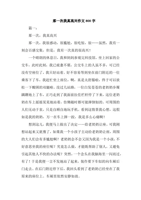 那一次我真高兴作文800字