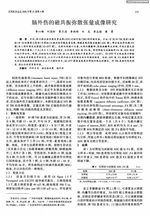 脑外伤的磁共振弥散张量成像研究