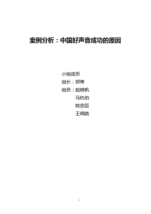 《中国好声音》案例分析