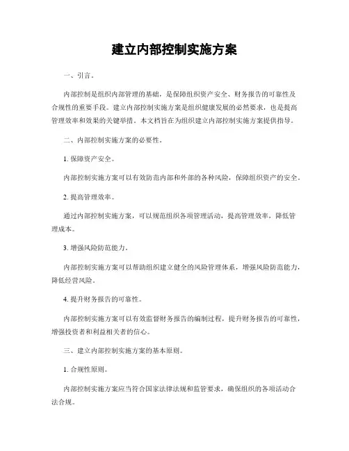 建立内部控制实施方案