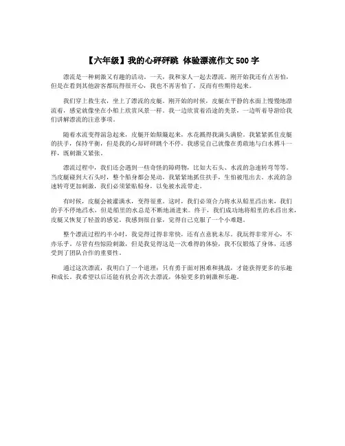 【六年级】我的心砰砰跳 体验漂流作文500字