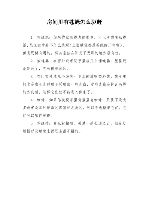 房间里有苍蝇怎么驱赶