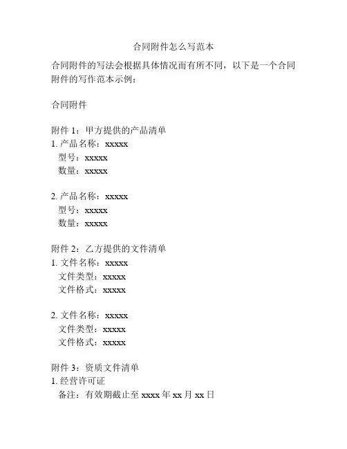 合同附件怎么写范本