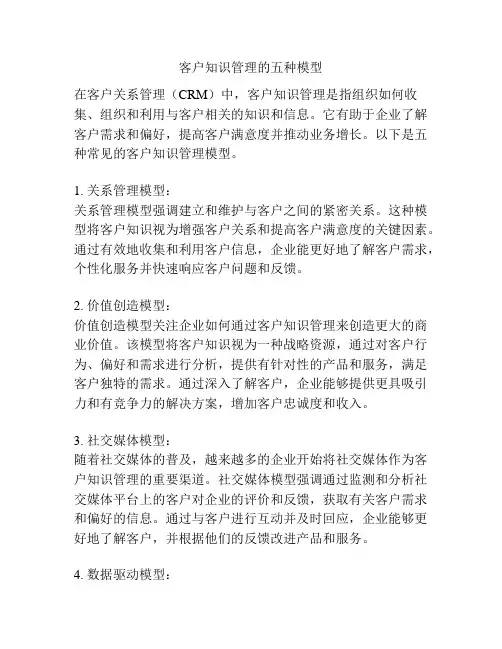客户知识管理的五种模型