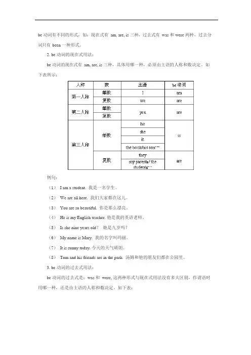 (完整word版)be动词练习题及答案(可编辑修改word版)