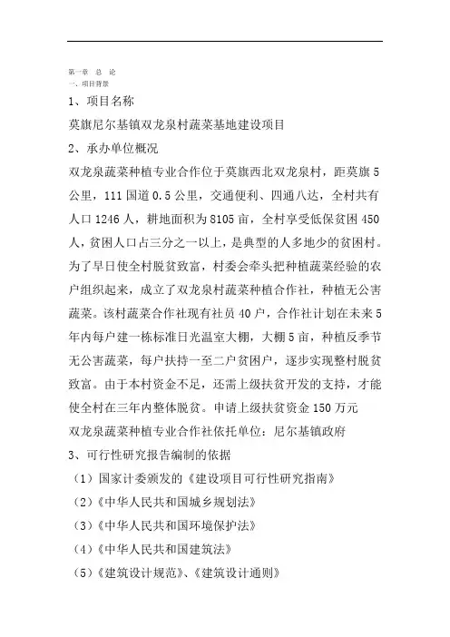 蔬菜项目可行性研究报告