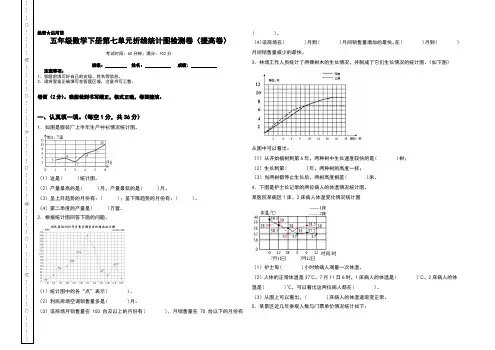 最新人教版小学数学五年级下册第七单元《折线统计图》检测卷(提高卷)(含答案)