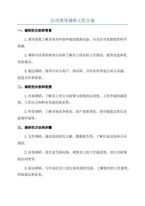 公司领导调研工作方案