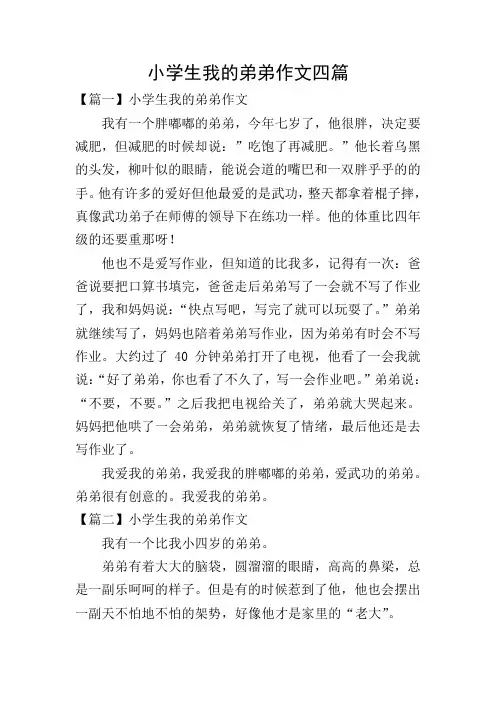 小学生我的弟弟作文四篇