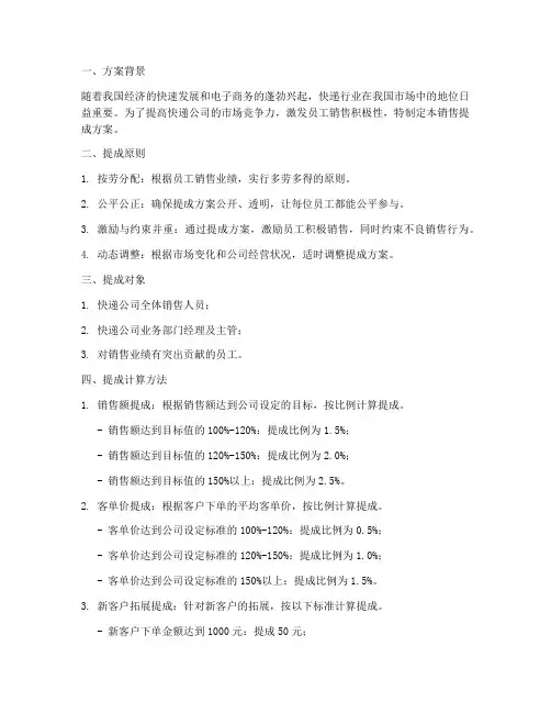 快递行业销售提成方案