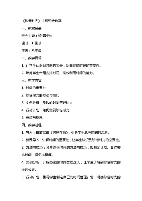 《珍惜时光》主题班会教案