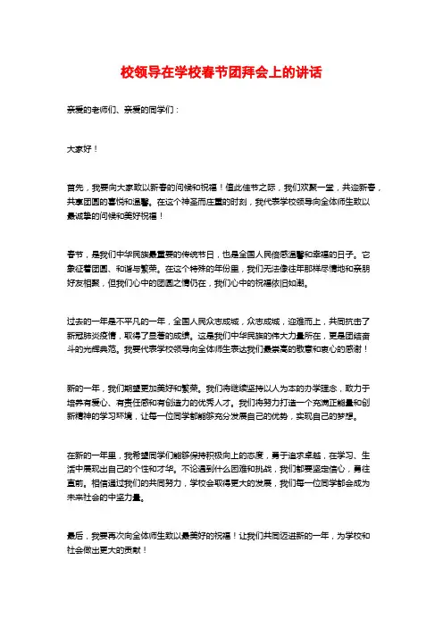 校领导在学校春节团拜会上的讲话