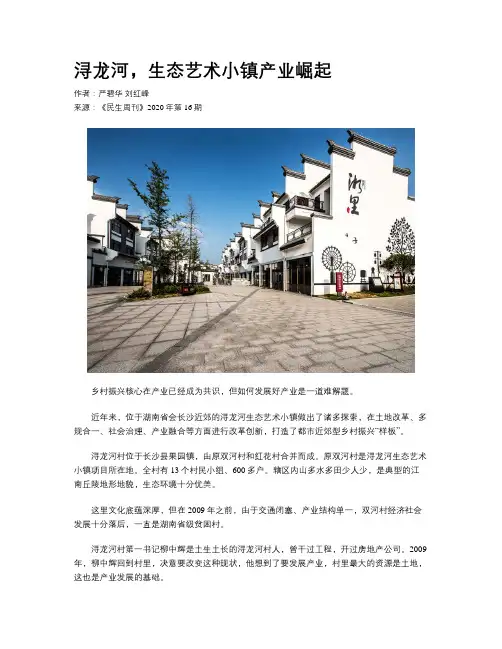 浔龙河，生态艺术小镇产业崛起