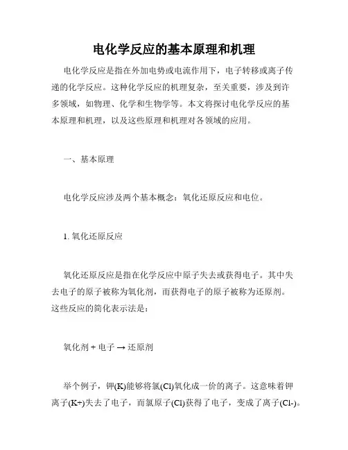 电化学反应的基本原理和机理