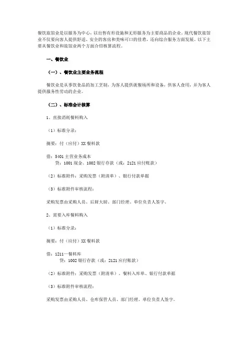 餐饮旅馆业会计处理