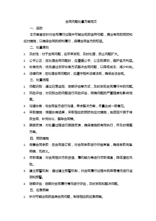 合同问题处置方案范文