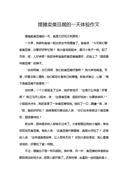 摆摊卖臭豆腐的一天体验作文
