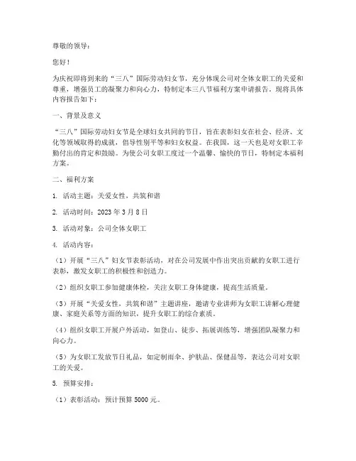 三八节福利方案申请报告