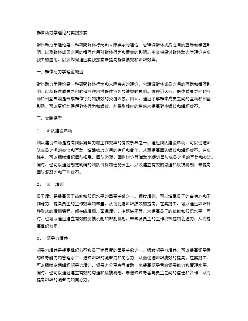 群体动力学理论的实践探索