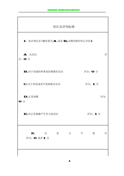 ICU谵妄筛查量表ICDSC