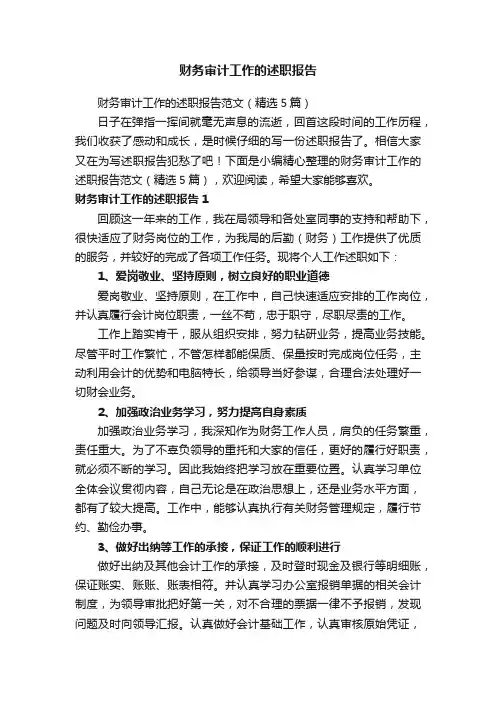 财务审计工作的述职报告