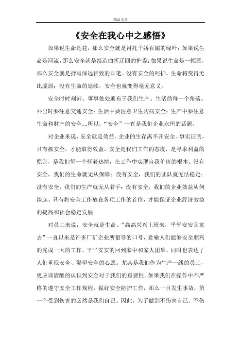 《安全在我心中之感悟》