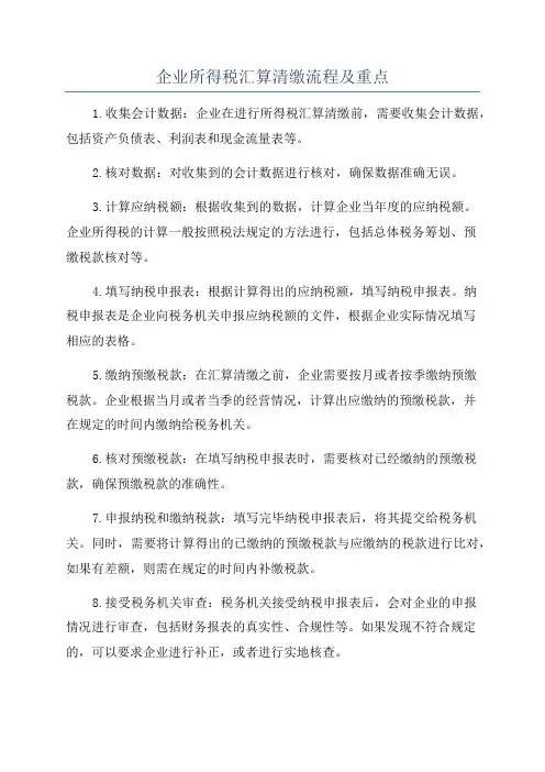 企业所得税汇算清缴流程及重点