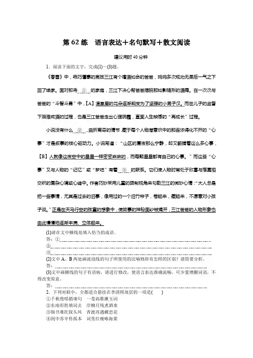 《微专题小练习》语文新高考 第62练