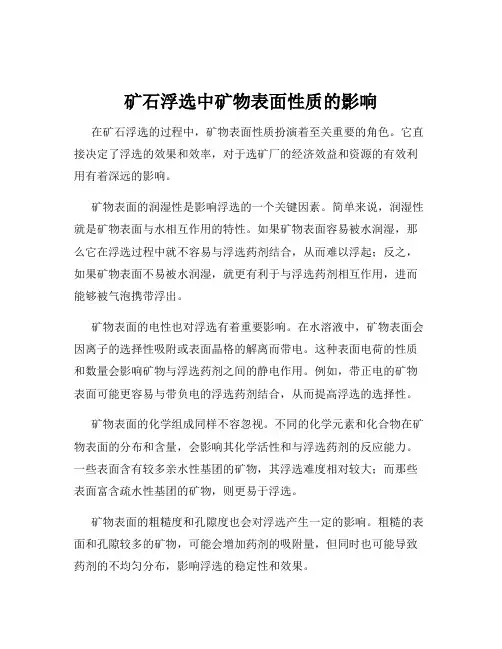 矿石浮选中矿物表面性质的影响