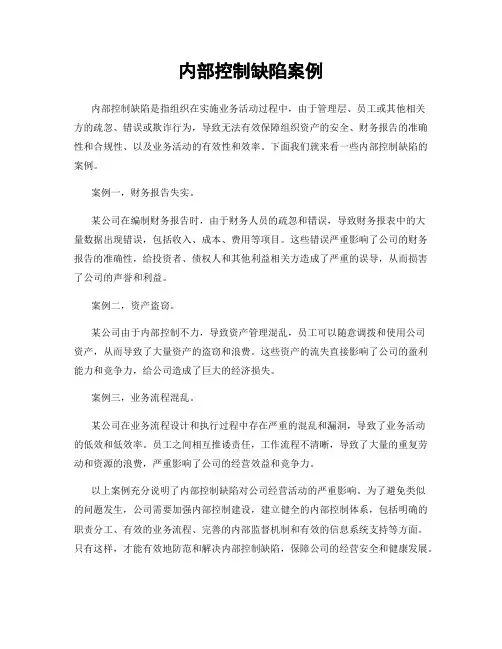 内部控制缺陷案例